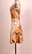 Robe Vacances Romaines imprimé Peinture sable. Coton, col, jupon plis