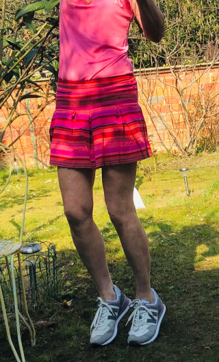 Mini jupe Noa. Rayures. Multico rose. Jersey coton, plissée