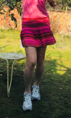 Mini jupe Noa. Rayures. Multico rose. Jersey coton, plissée