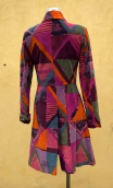 Coat Natacha. Seventies pourpre. Unique piece, 38. Printed velvet