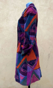 Coat Natacha. Seventies pourpre. Unique piece, 38. Printed velvet