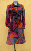 Coat Natacha. Seventies pourpre. Unique piece, 38. Printed velvet