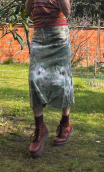Jupe Solal Végétal A. Longue coton tie & dye kaki, évasée, taille 38