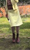 Jupe Tralala Pretty woman jaune, genou, évasée, doublée, élégante