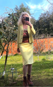 Veste Angie Pretty Woman jaune. Crêpe polyester viscose. Stretch