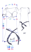 Robe Ménilmontant. Jersey rouge, courte, petites manches, ceinture