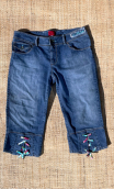 Pantacourt Bimbo, denim stone, knickers original, taille 40, hippy chic