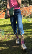 Pantacourt Bimbo, denim stone, knickers original, taille 40, hippy chic