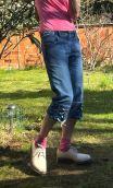 Pantacourt Bimbo, denim stone, knickers original, taille 40, hippy chic