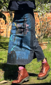 Jupe Ginger. Postcard. Taille 38/40, denim bleu stretch sérigraphie