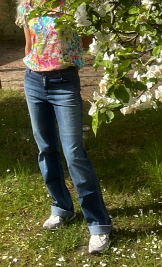 Pantalon Saxo. Denim Toscane. Jean stretch taille haute. Taille 38