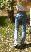 Pantalon Cachemire ciel. Taille 36, unique. Imprimé coton stretch