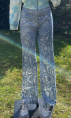 Pantalon Cachemire ciel. Taille 36, unique. Imprimé coton stretch
