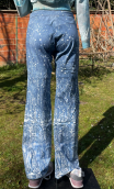 Pantalon Cachemire ciel. Taille 36, unique. Imprimé coton stretch