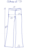 Pantalon Cachemire ciel. Taille 36, unique. Imprimé coton stretch