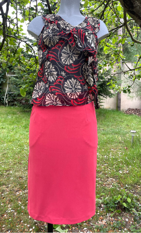 Jupe Crayon Pretty woman rouge, droite, poches, doublée, élégante