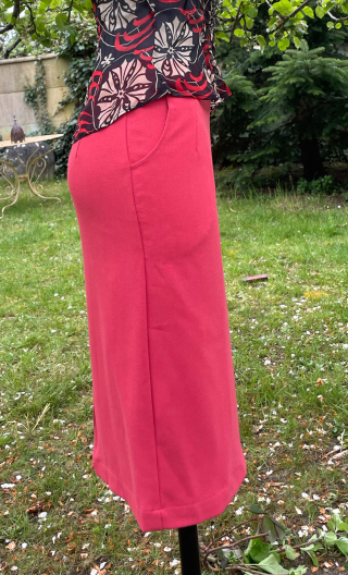 Jupe Crayon Pretty woman rouge, droite, poches, doublée, élégante