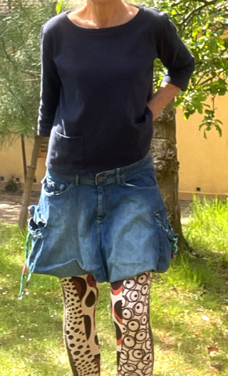 Mini jupe Harley. Denim stone. Taille 42, Poches, ballon doublée