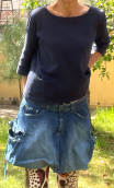 Mini jupe Harley. Denim stone. Taille 42, Poches, ballon doublée