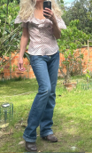 Chemise Aglaé. Pois rose. Boutonné et col volanté