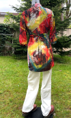 Tunique voile polester imprimé Barcelona. Taille 36/38, Transparent