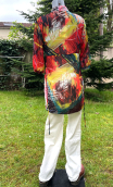 Tunique voile polester imprimé Barcelona. Taille 36/38, Transparent