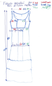 Robe La Princesse déjantée. longue, denim, bretelles, volants imprimés