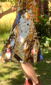 Robe Vacances Romaines imprimé Peinture sable. Coton, col, jupon plis