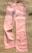 Pantalon Saxo. Retrodye saumon. Taille 40. Jean 5-poches, taille haute
