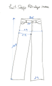 Pantalon Saxo. Retrodye saumon. Taille 40. Jean 5-poches, taille haute