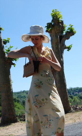 Robe Songe de Gatsby voile imprimé Floride, taille petite, ajusté