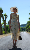 Robe Songe de Gatsby voile imprimé Floride, taille petite, ajusté