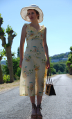 Robe Songe de Gatsby voile imprimé Floride, taille petite, ajusté