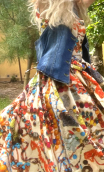 Guêpière Emma. Denim. Gilet dos nu, bretelles, original, taille unique