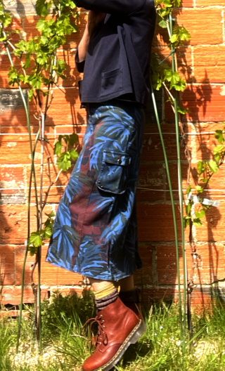 Jupe bleue Girafe Taille 38, imprimé camouflage, coton stretch, casual