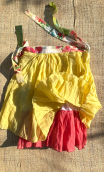 Jupe Esmeralda. Atlantide jaune, courte volantée, tissu à mémoire