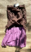 Jupe Les Roseaux Atlantide choco lilas, longue volant, tissu à mémoire