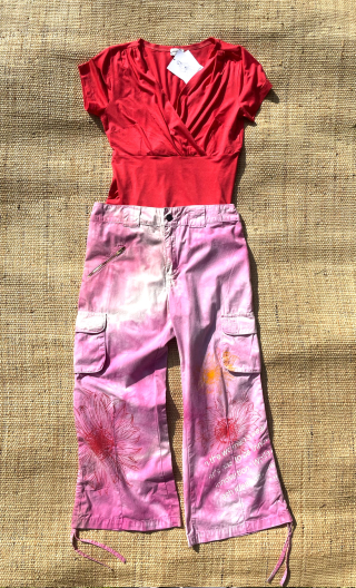 Pantacourt Baggy Trinidad rose. Sunflower A. Taille 36. Coton