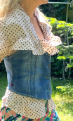 Chemise Aglaé. Pois rose. Boutonné et col volanté