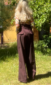 Pantalon Kowloon Seniora Blue , Plain wide and short stretch pants, pleat under tie belt, pockets.