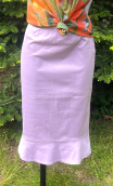 Jupe Louise. Satin mauve. Taille 38. Coton stretch, volantée