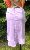 Jupe Louise. Satin mauve. Taille 38. Coton stretch, volantée