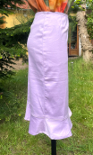 Jupe Louise. Satin mauve. Taille 38. Coton stretch, volantée