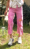 Pantacourt Baggy Trinidad rose. Sunflower B. Taille 36. Coton