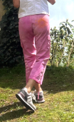 Pantacourt Baggy Trinidad rose. Sunflower B. Taille 36. Coton
