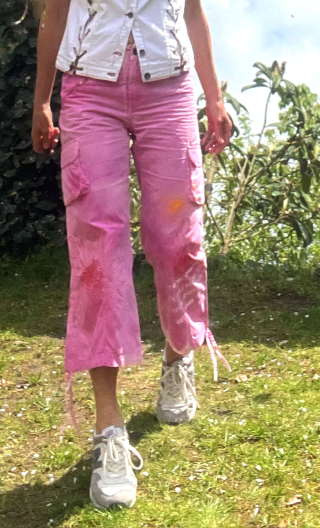 Pantacourt Baggy Trinidad rose. Sunflower B. Taille 36. Coton