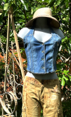 Guêpière Emma. Denim. Gilet dos nu, bretelles, original, taille unique