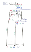 Pantalon Salambô. Indian blues blanc. Coton soie. Ample