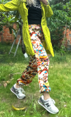 Pantalon Sarouel. Imprimé Colliers. Elastiqué taille et bas de jambe