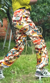 Pantalon Sarouel. Imprimé Colliers. Elastiqué taille et bas de jambe